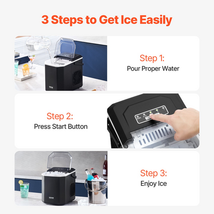 Portable Countertop Ice Maker 26Lbs/24H Self-Cleaning with Scoop Basket Home Bar