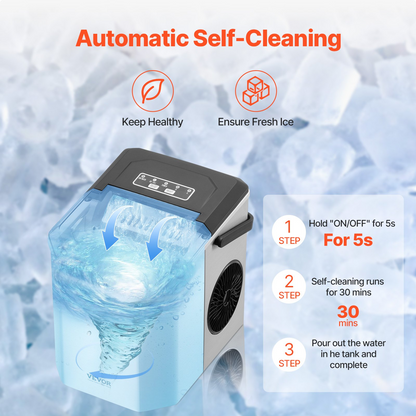 Portable Countertop Ice Maker 26Lbs/24H Self-Cleaning with Scoop Basket Home Bar