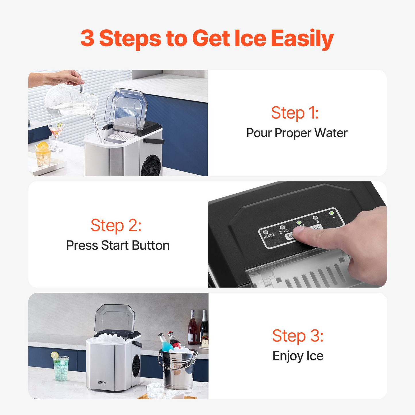 Portable Countertop Ice Maker 26Lbs/24H Self-Cleaning with Scoop Basket Home Bar