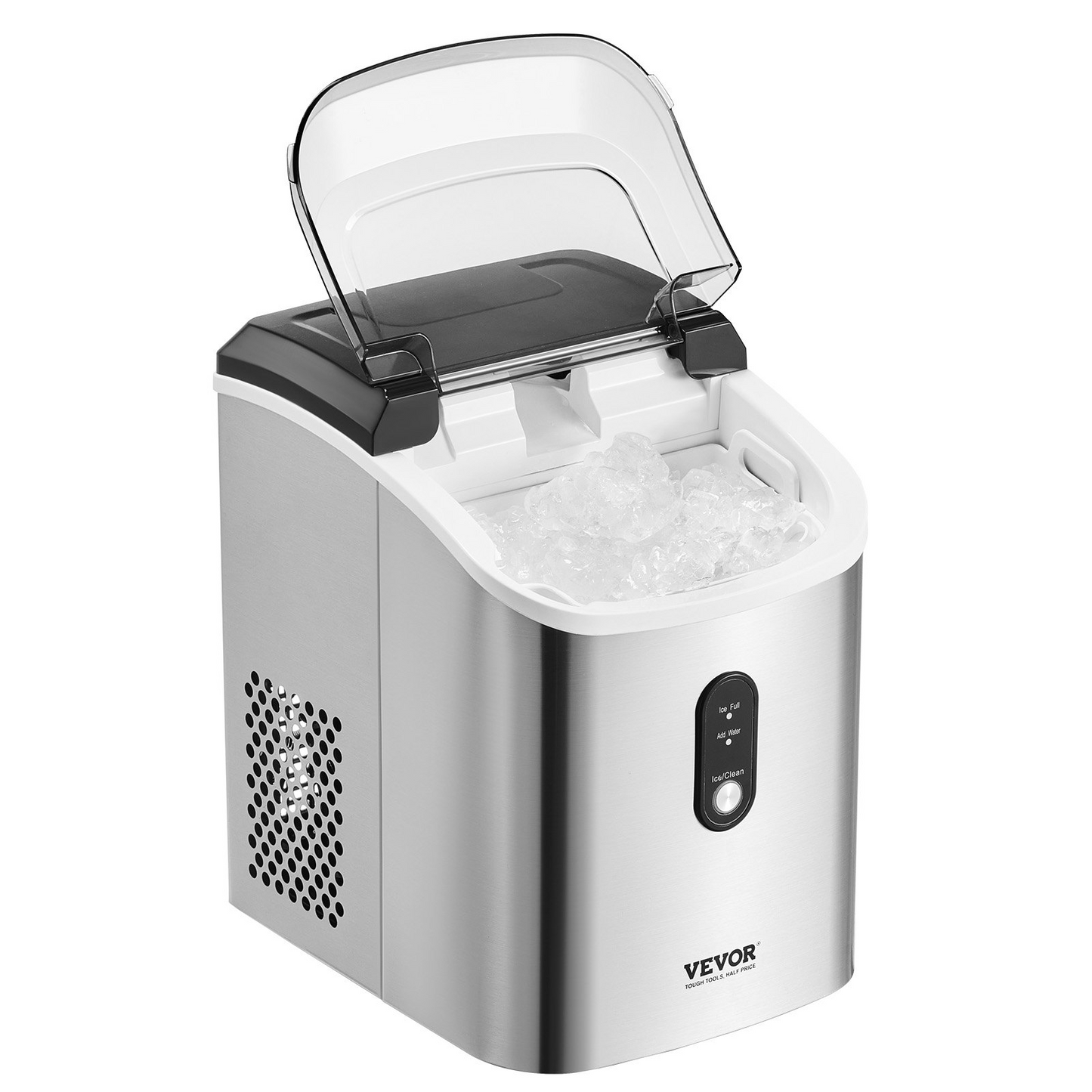 Countertop Nugget Ice Maker 33Lbs/24H Self-Cleaning with Scoop Basket Home Bar