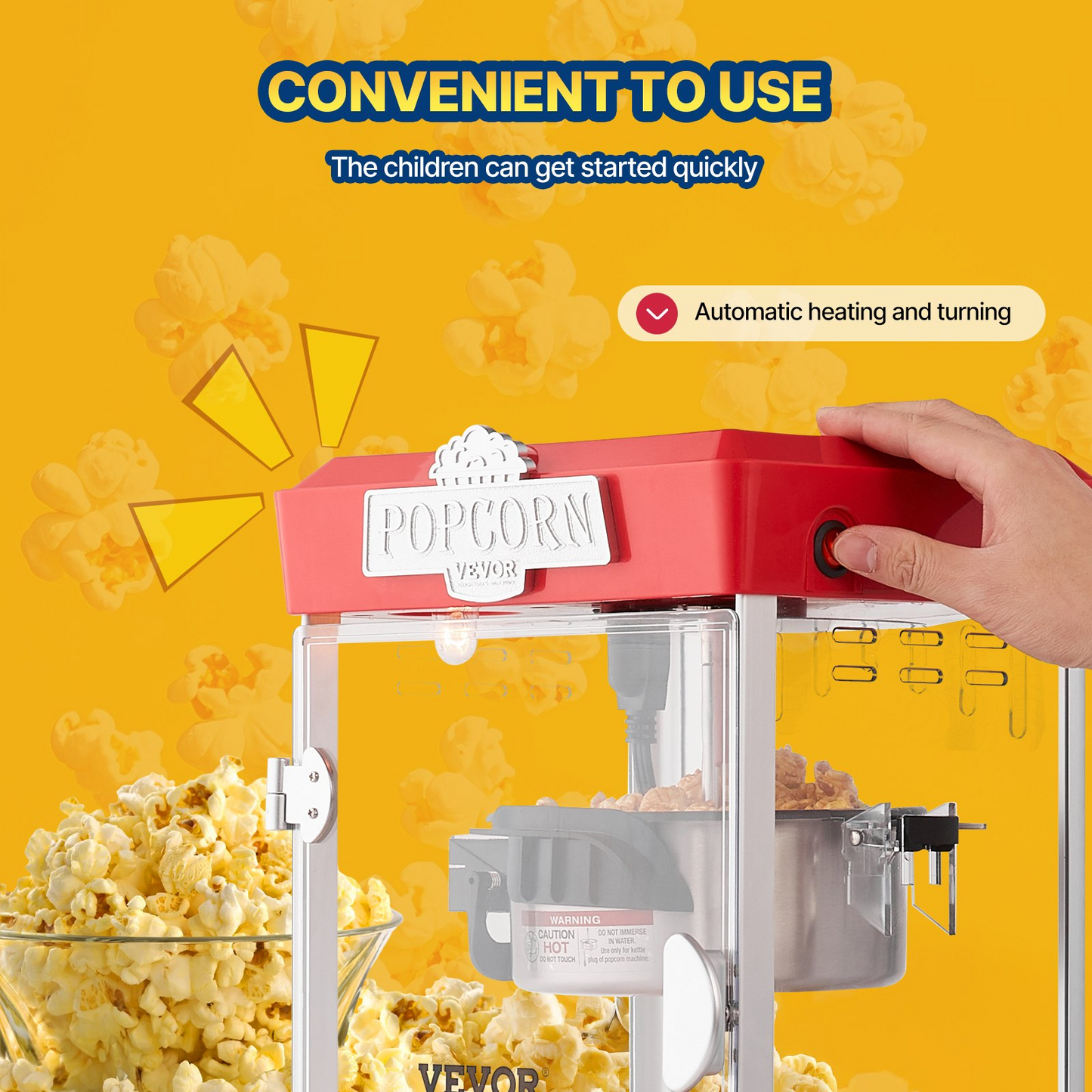 Popcorn Popper Machine Tabletop Popcorn Maker 480W 4 Oz Red