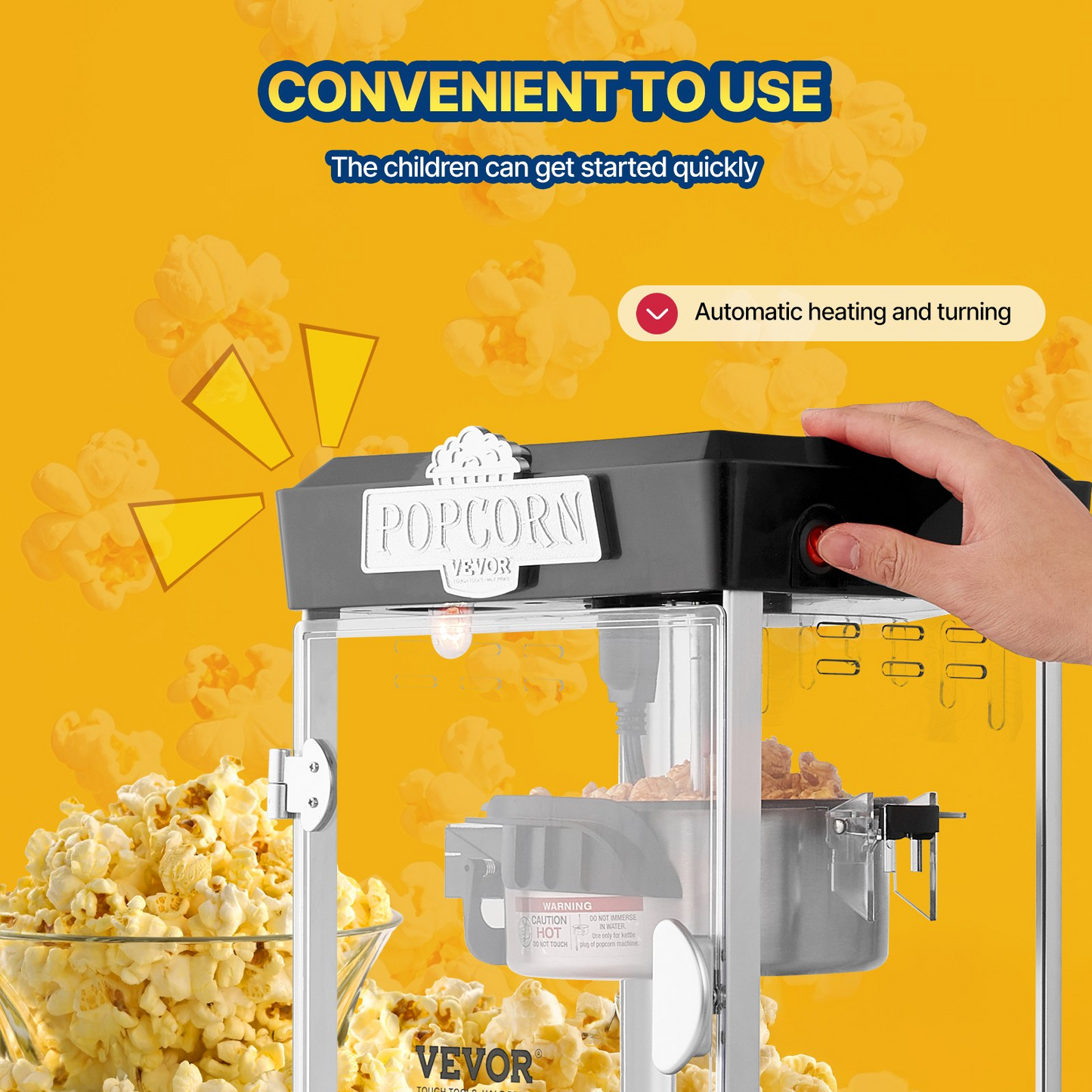 Popcorn Popper Machine Tabletop Popcorn Maker 480W 4 Oz Black