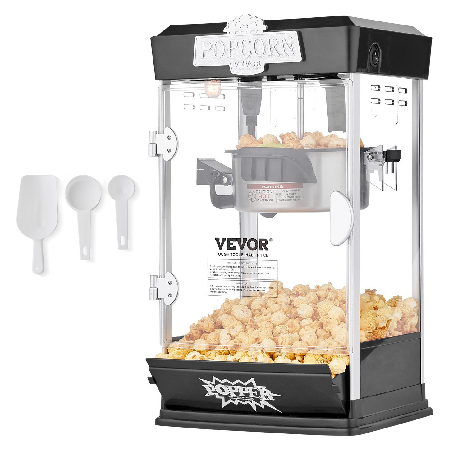 Popcorn Popper Machine Tabletop Popcorn Maker 480W 4 Oz Black