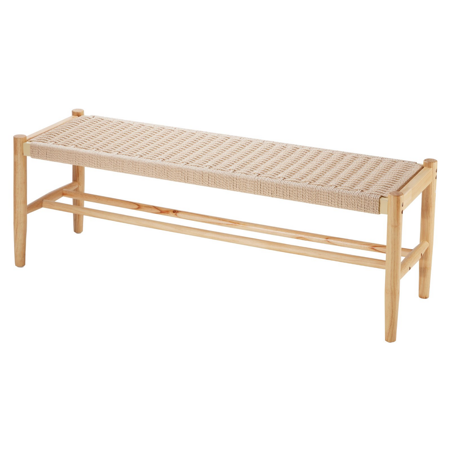 Rattan Bench Wooden Bench 47.6 Inches for Entryway Living Room & Bedroom