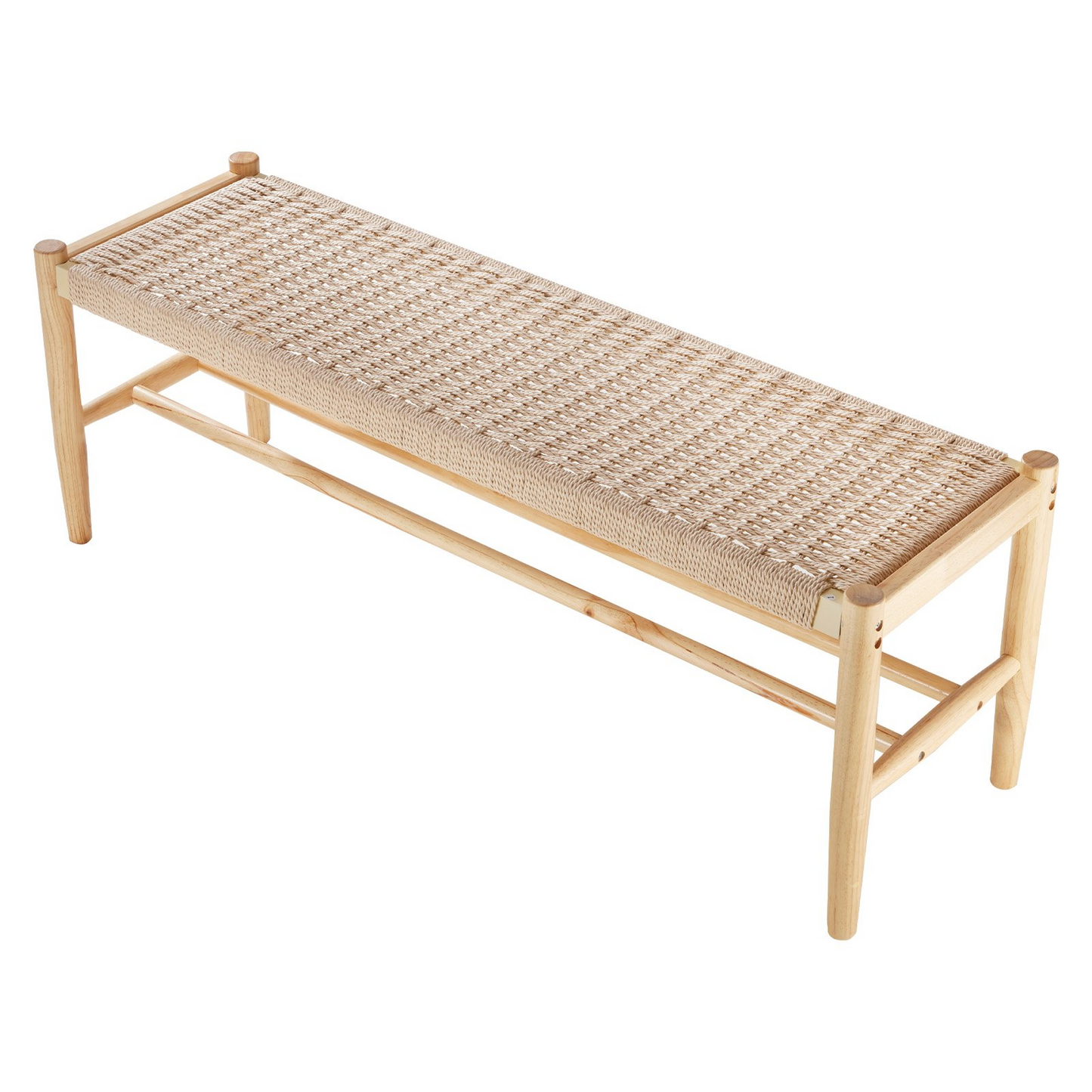 Rattan Bench Wooden Bench 47.6 Inches for Entryway Living Room & Bedroom