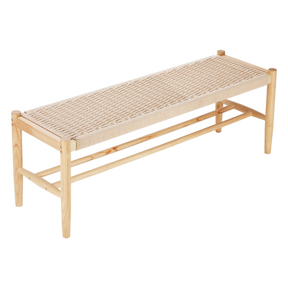 Rattan Bench Wooden Bench 47.6 Inches for Entryway Living Room & Bedroom