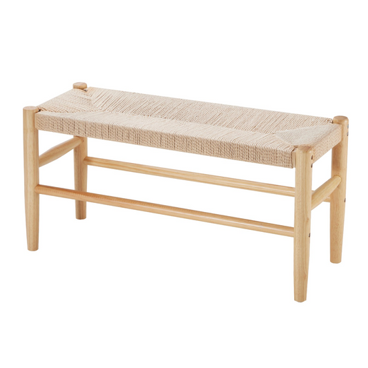 Rattan Bench Wooden Bench 31.5 Inches for Entryway Living Room & Bedroom