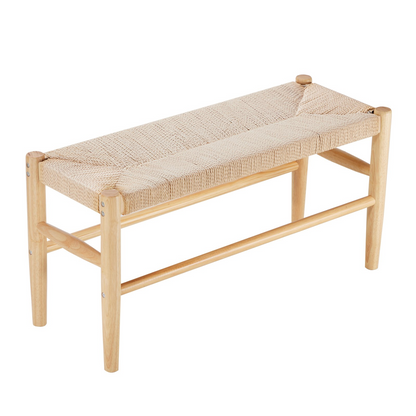 Rattan Bench Wooden Bench 31.5 Inches for Entryway Living Room & Bedroom