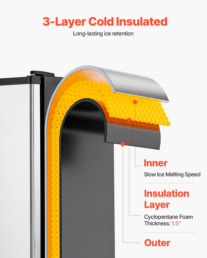 Undercounter Ice Maker 25 Lbs/Day Built-in Ice Maker Machine w/ Reversible Door