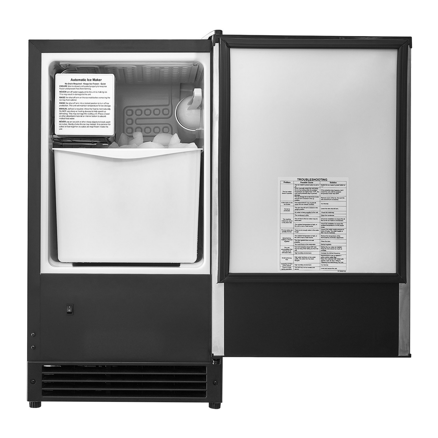 Undercounter Ice Maker 25 Lbs/Day Built-in Ice Maker Machine w/ Reversible Door