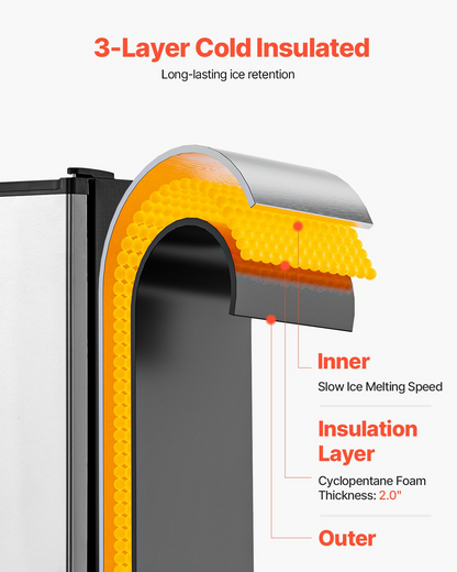 Undercounter Ice Maker 15 Lbs/Day Built-in Ice Maker Machine w/ Reversible Door