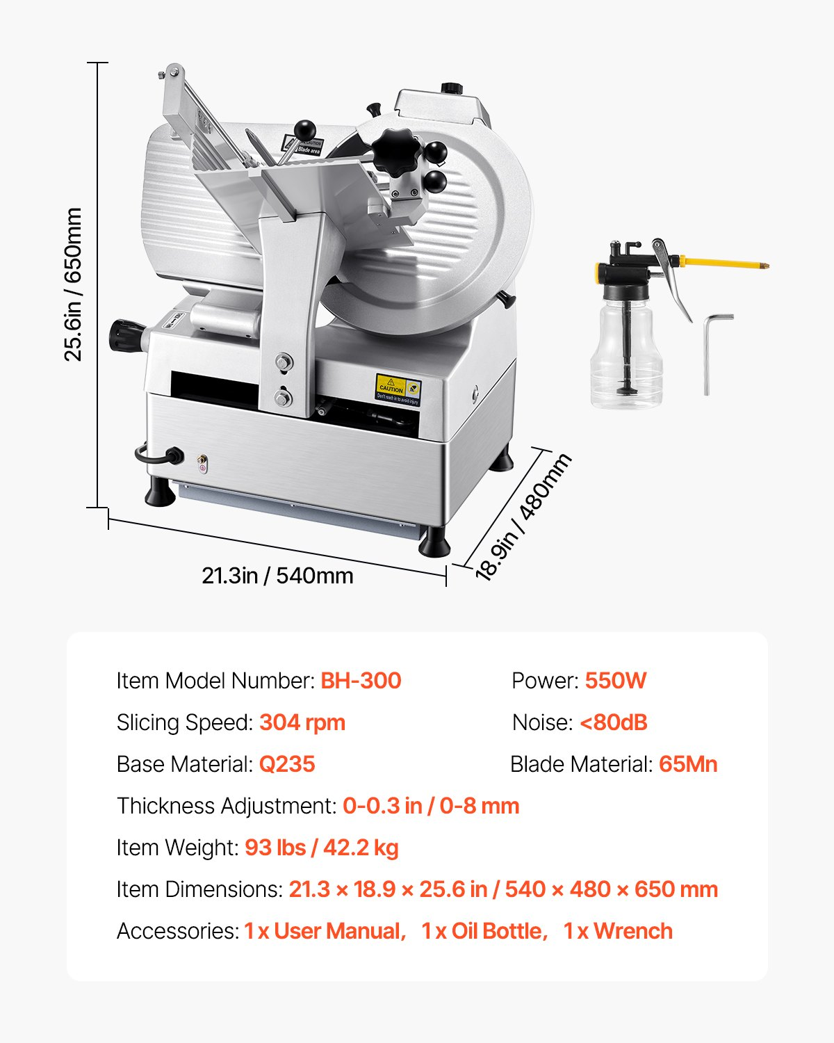 Meat Slicer 550W 12" Electric Deli Food Slicer for Frozen Meat Bread Cheese