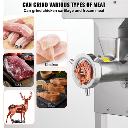 VEVOR Commercial Electric Meat Grinder 22Lb/Min 2200W Industrial Cabinet Grinder