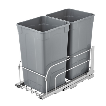 Double Pullout Waste Container Kitchen Trash Can with Soft Close Grey 27QTx2