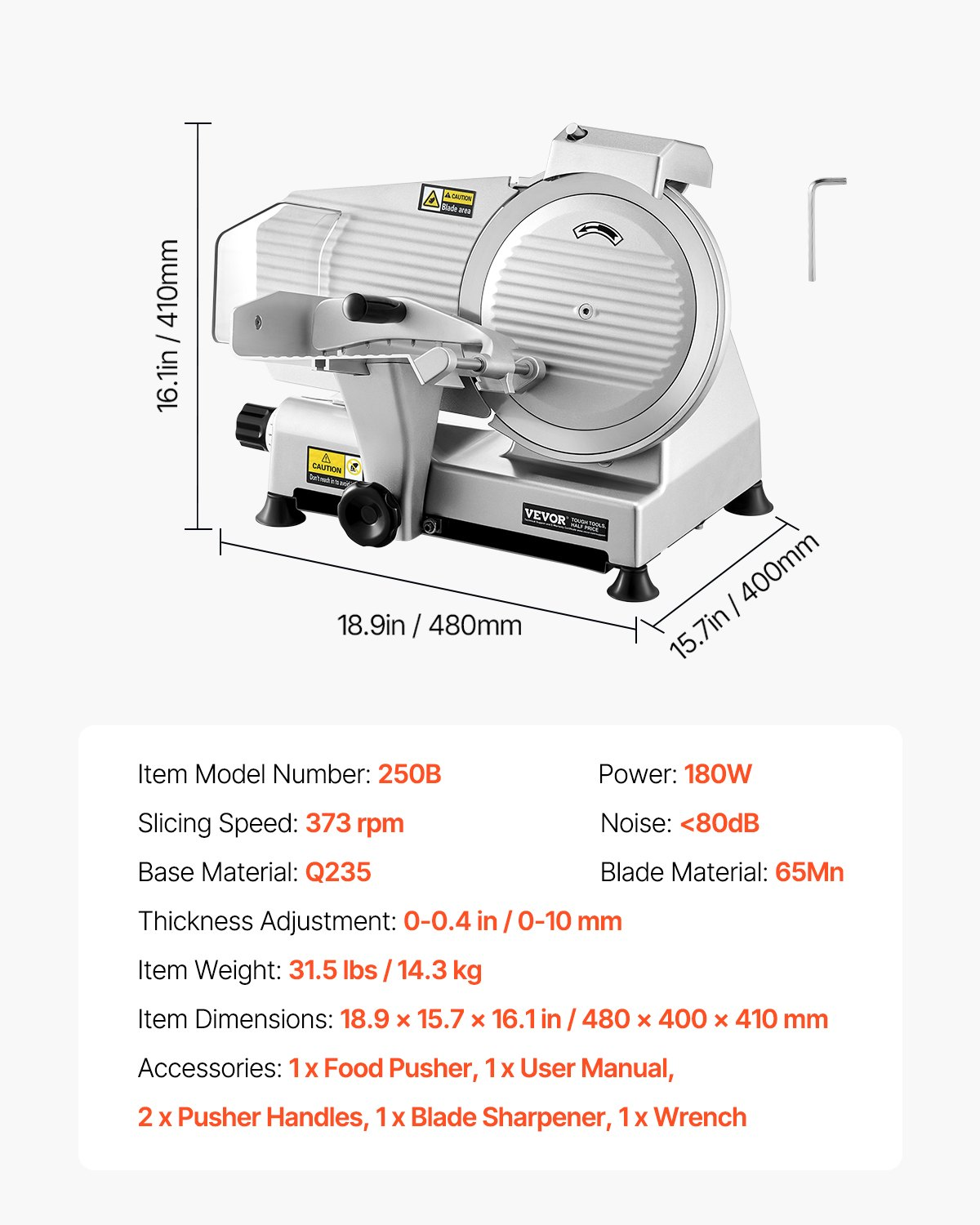 Meat Slicer 180W 10" Electric Deli Food Slicer for Frozen Meat Bread Cheese