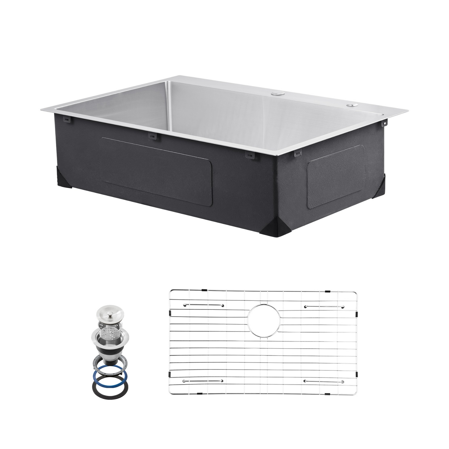 33" Kitchen Sink Top Mount Single Bowl Drop-In Basin Stainless Steel Bar