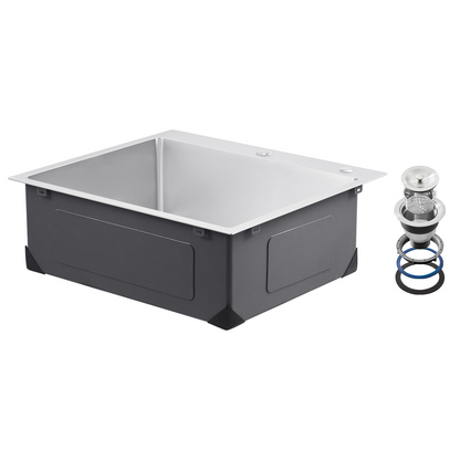 25" Kitchen Sink Top Mount Single Bowl Drop-In Basin Stainless Steel Bar