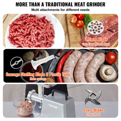 Commercial Electric Meat Grinder 5 Lb/Min Capacity 575W Sausage Stuffer Kitchen