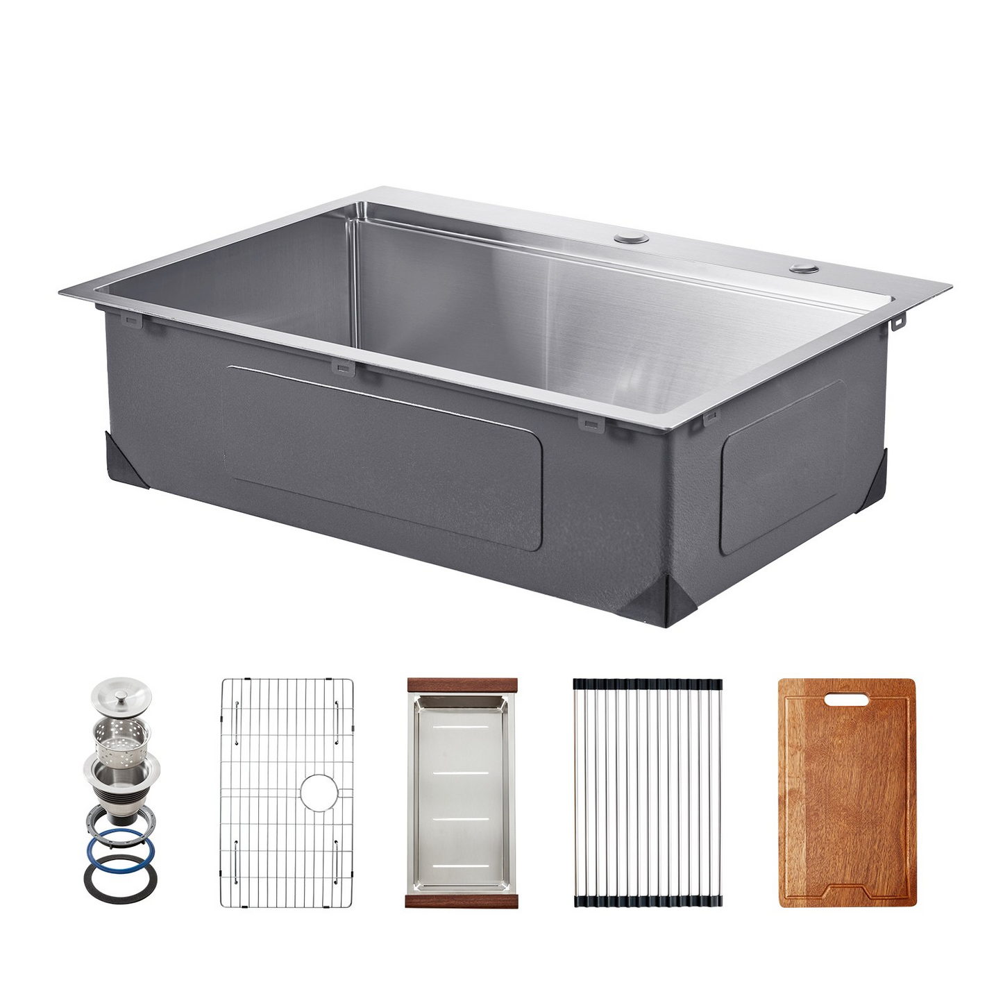 30" Kitchen Sink Top Mount Single Bowl Drop-In Basin Stainless Steel Bar